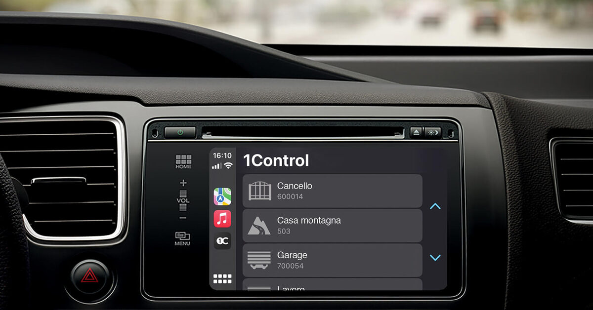 Opening a gate and garage from Apple CarPlay and Android Auto with 1Control