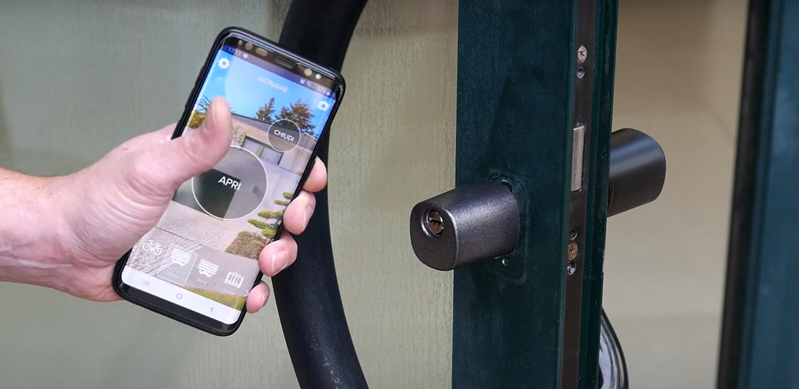Elektronisches Türschloss 1Control DORY mit mechanischem Schlüssel und Smartphone-Öffnung