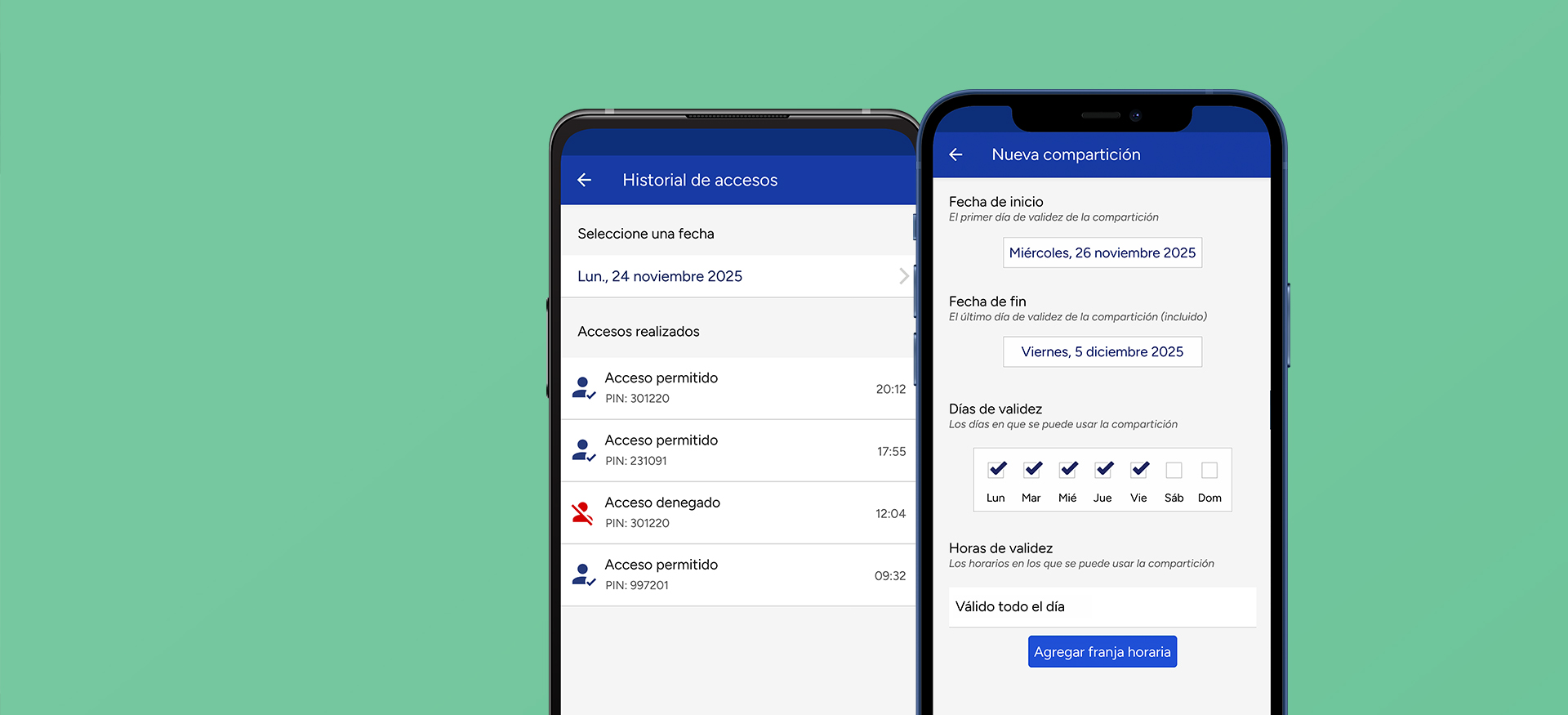 App 1Control PAD: gestión de PIN con restricciones temporales para alquiler vacacional