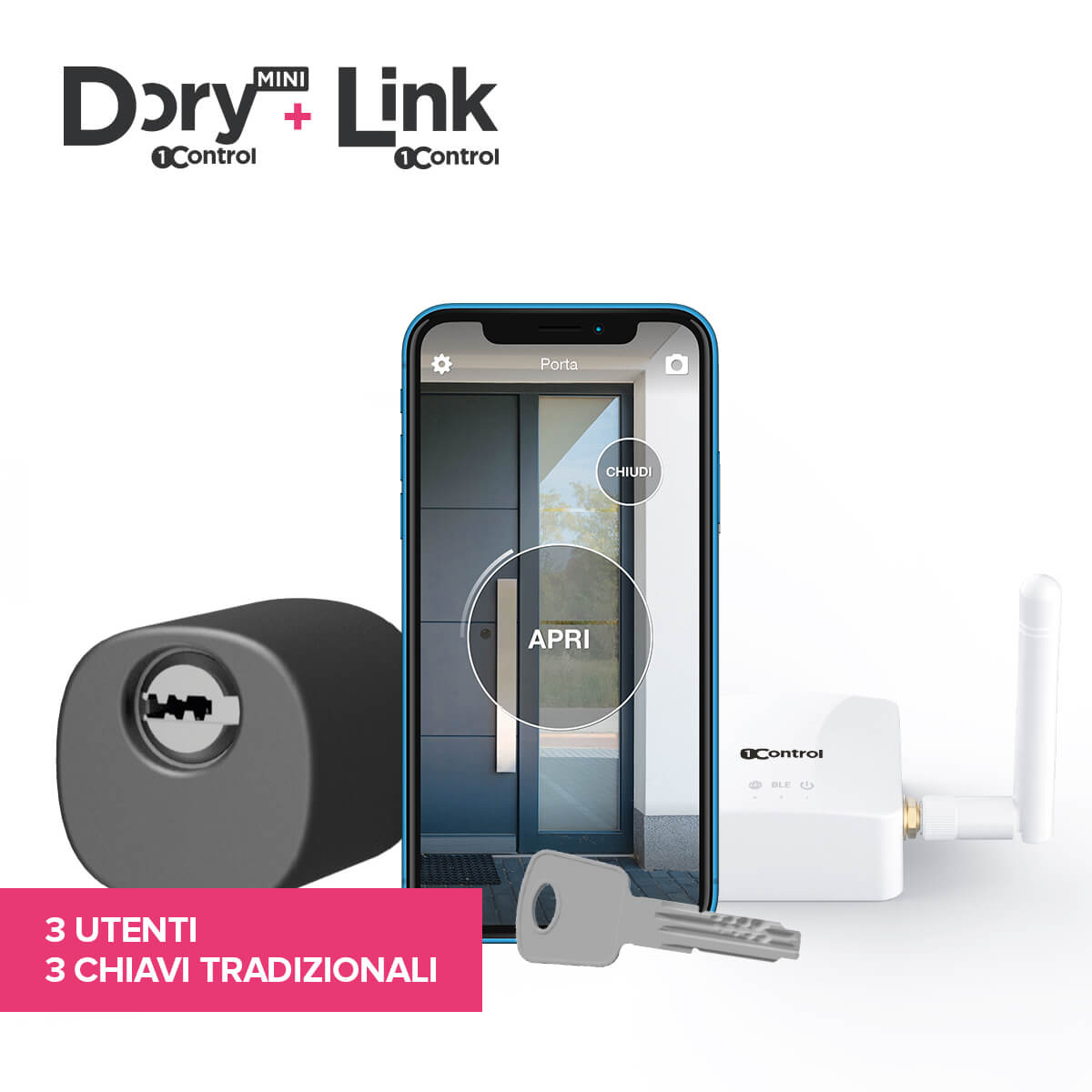 1Control DORY MINI e LINK serratura elettronica smart home per apertura a distanza e con comandi vocali