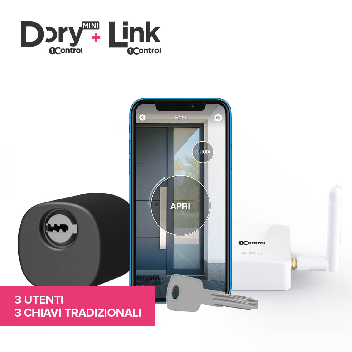 1Control DORY MINI e LINK serratura elettronica smart home per apertura a distanza e con comandi vocali