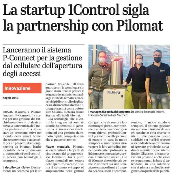 Partnership 1Control con Pilomat