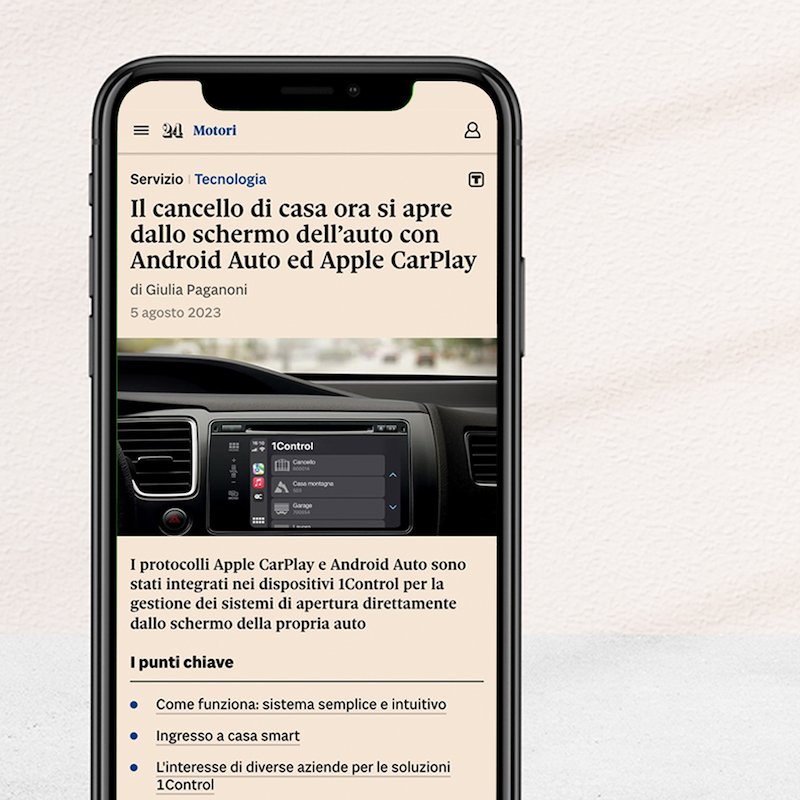 Articolo CarPlay Sole 24 Ore - 1Control